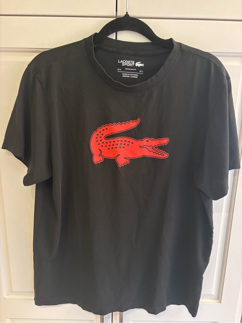 Lacoste sport ultra dry tshirt men’s large red crocodile logo performance tee